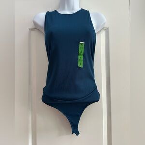 Zara Blue-Green ribbed sleeveless bodysuit